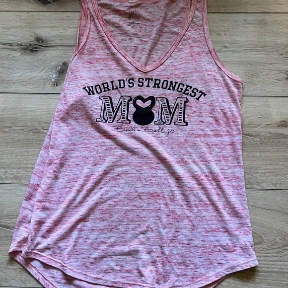 WORLD Strongest Mom Tank Top, Pink, Small - Picture 2 of 8